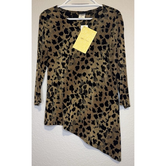 Citikole‎ QVC Style Animal Print Tunic Top Asymmetrical Hem Long Sleeve Small - Picture 4 of 4
